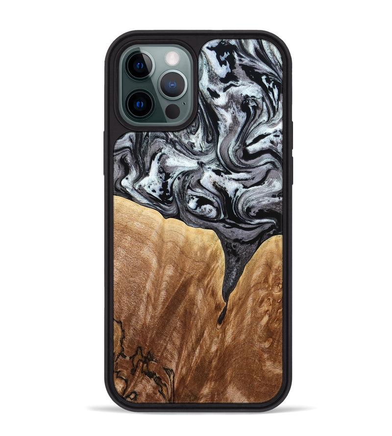 iPhone 12 Pro Max Wood Phone Case - Rubin (Black & White, 775656)