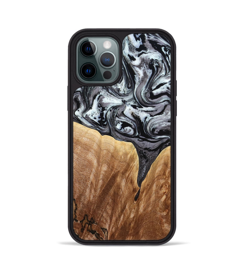 iPhone 12 Pro Wood Phone Case - Rubin (Black & White, 775656)