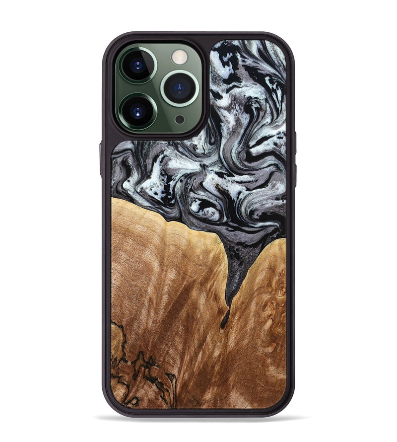iPhone 13 Pro Max Wood Phone Case - Rubin (Black & White, 775656)
