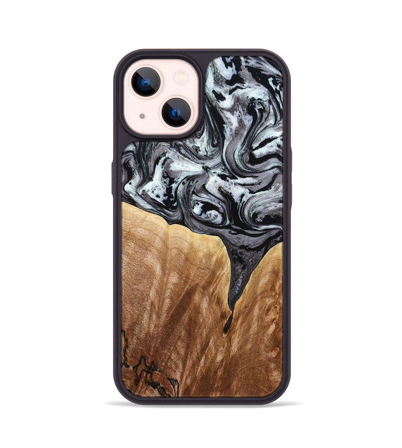 iPhone 14 Wood Phone Case - Rubin (Black & White, 775656)