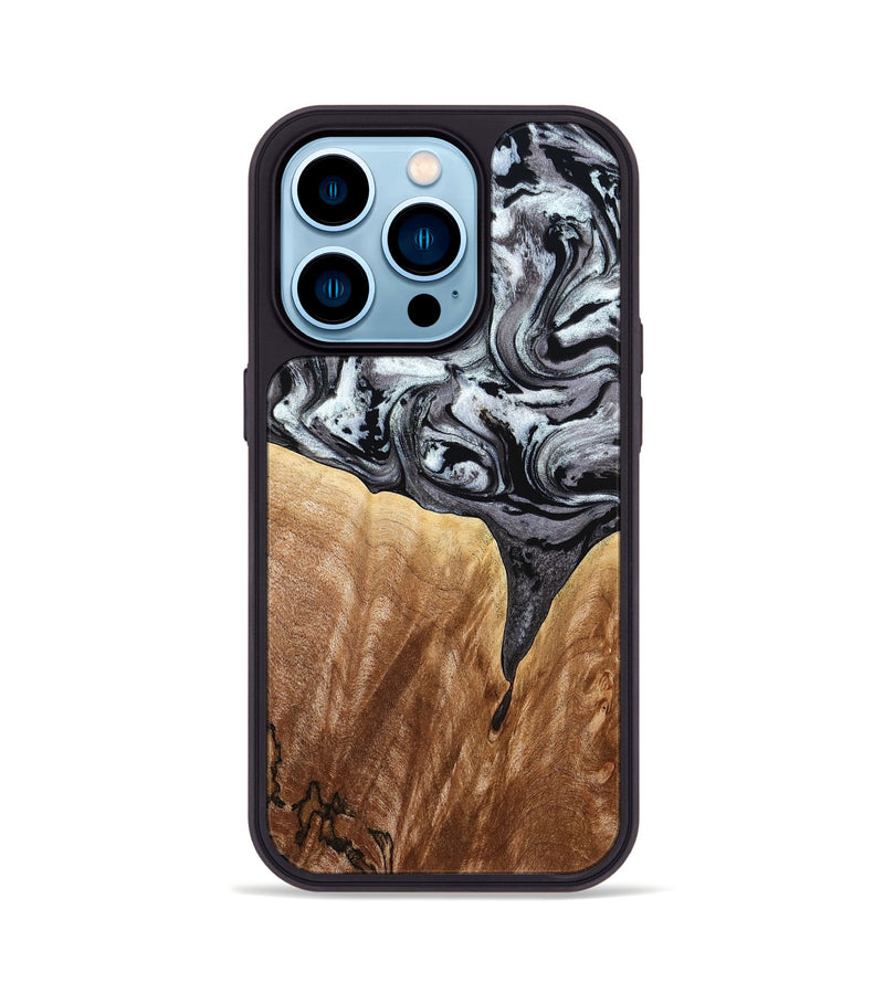 iPhone 14 Pro Wood Phone Case - Rubin (Black & White, 775656)