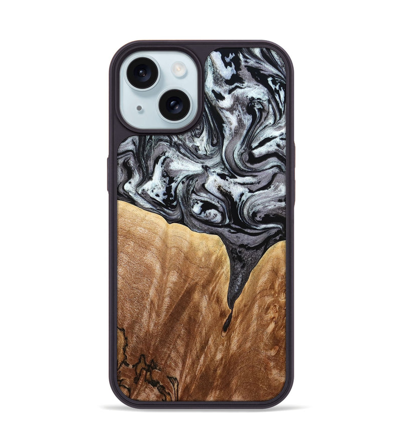iPhone 15 Wood Phone Case - Rubin (Black & White, 775656)