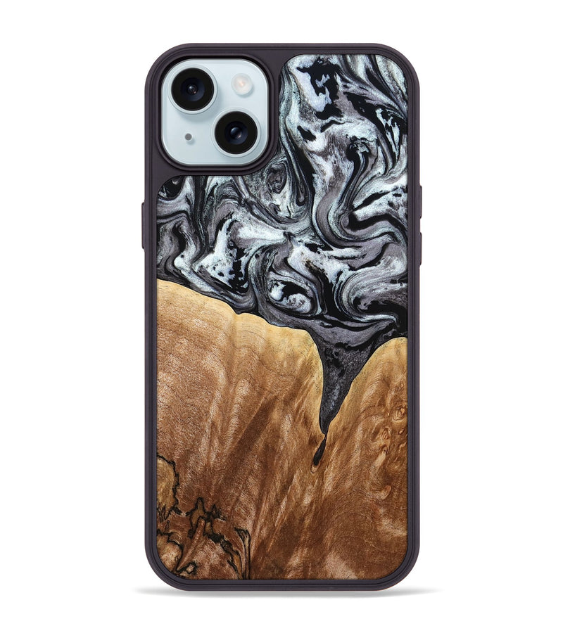 iPhone 15 Plus Wood Phone Case - Rubin (Black & White, 775656)