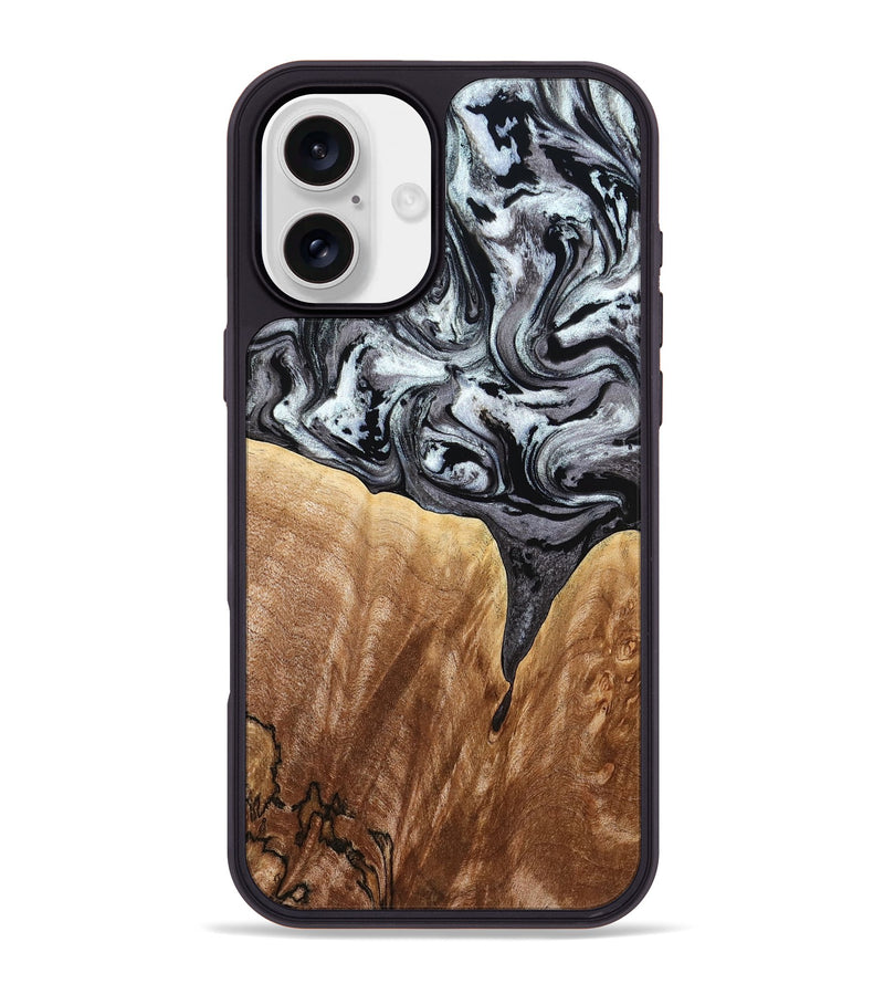 iPhone 16 Plus Wood Phone Case - Rubin (Black & White, 775656)