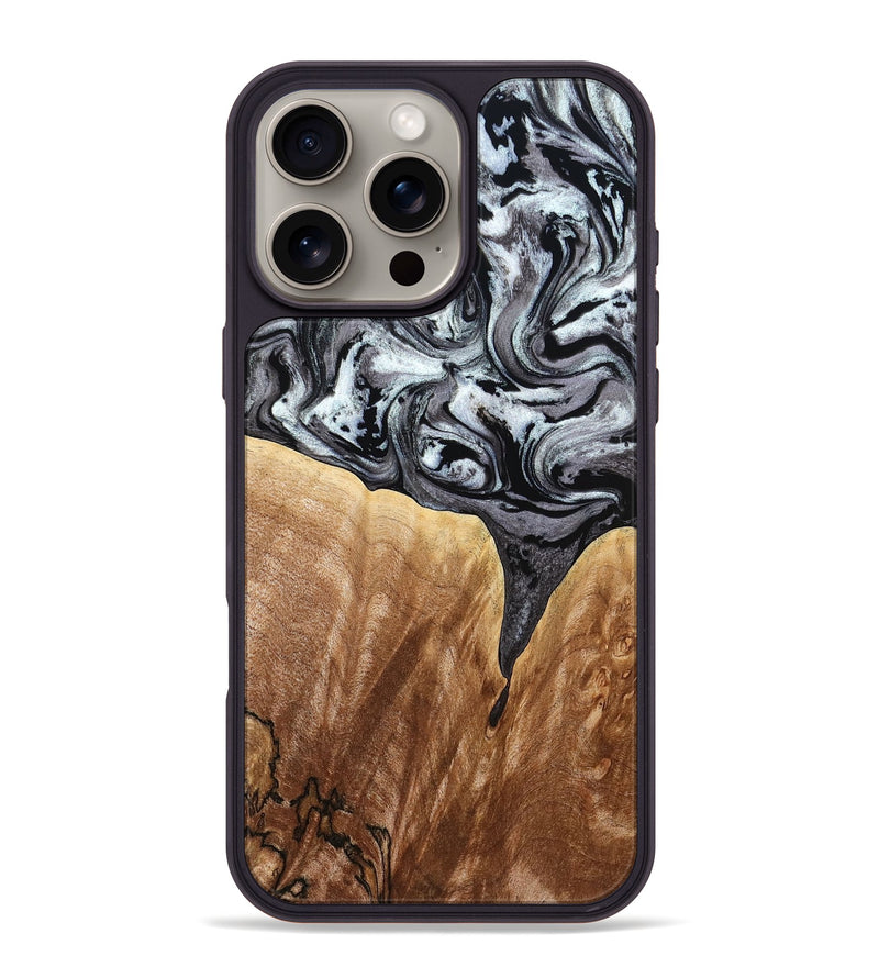 iPhone 16 Pro Max Wood Phone Case - Rubin (Black & White, 775656)