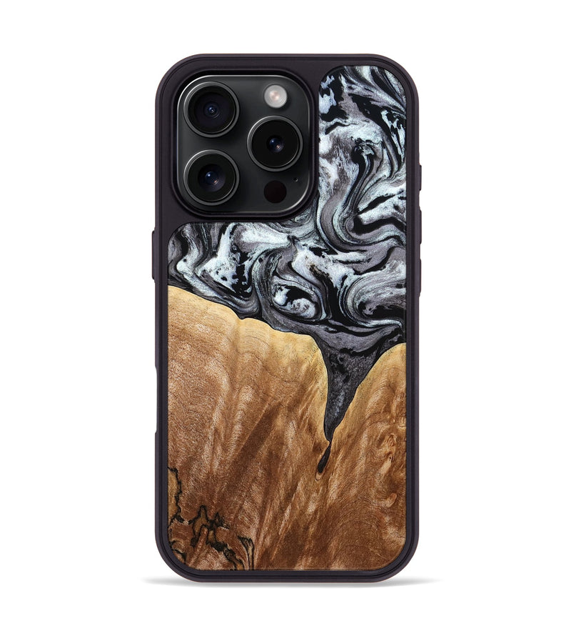 iPhone 16 Pro Wood Phone Case - Rubin (Black & White, 775656)