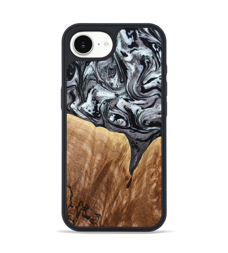 iPhone 16e Wood Phone Case - Rubin (Black & White, 775656)