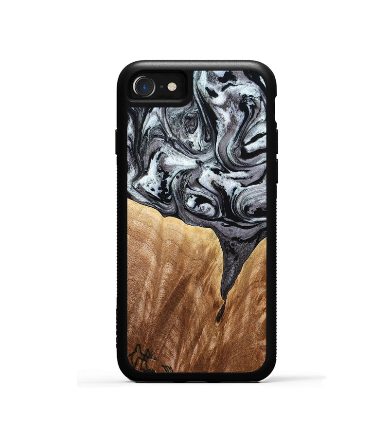 iPhone SE Wood Phone Case - Rubin (Black & White, 775656)