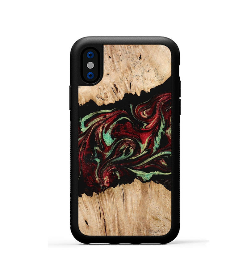 iPhone Xs Wood Phone Case - Makai (Red, 775662)
