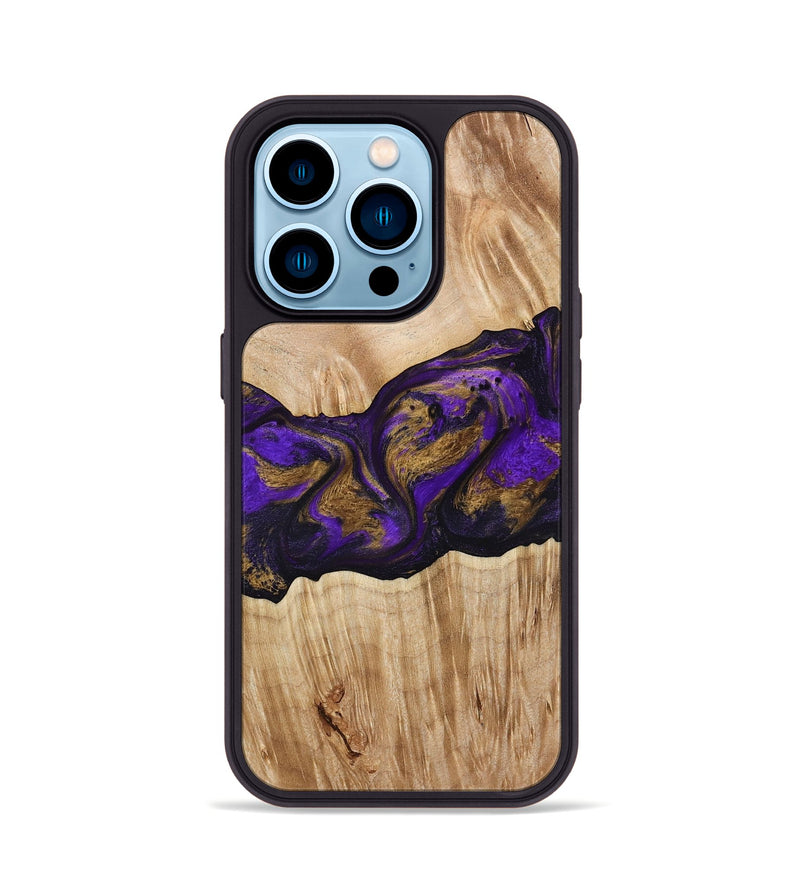 iPhone 14 Pro Wood Phone Case - Almira (Purple, 775678)