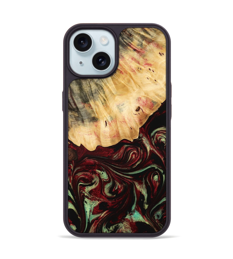 iPhone 15 Wood Phone Case - Daquan (Red, 775686)