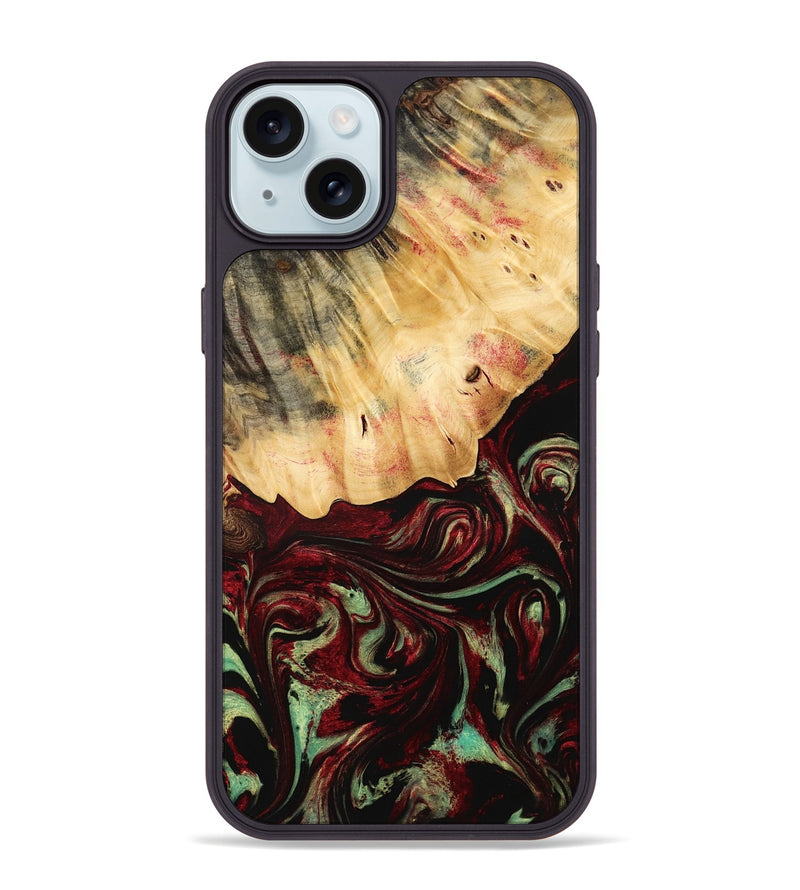 iPhone 15 Plus Wood Phone Case - Daquan (Red, 775686)