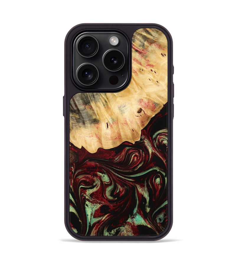 iPhone 15 Pro Wood Phone Case - Daquan (Red, 775686)