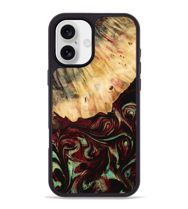 iPhone 16 Plus Wood Phone Case - Daquan (Red, 775686)