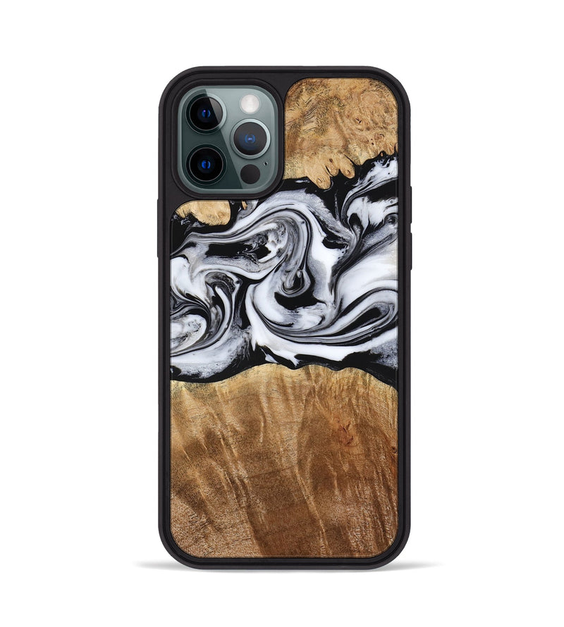 iPhone 12 Pro Wood Phone Case - Sunny (Black & White, 775992)