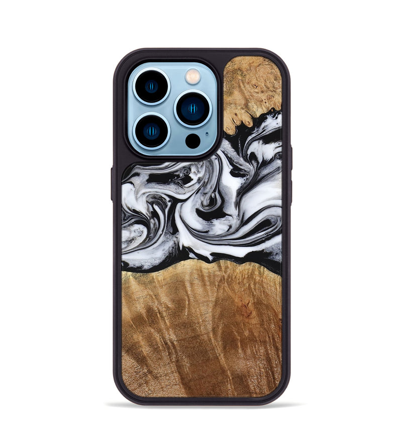 iPhone 14 Pro Wood Phone Case - Sunny (Black & White, 775992)