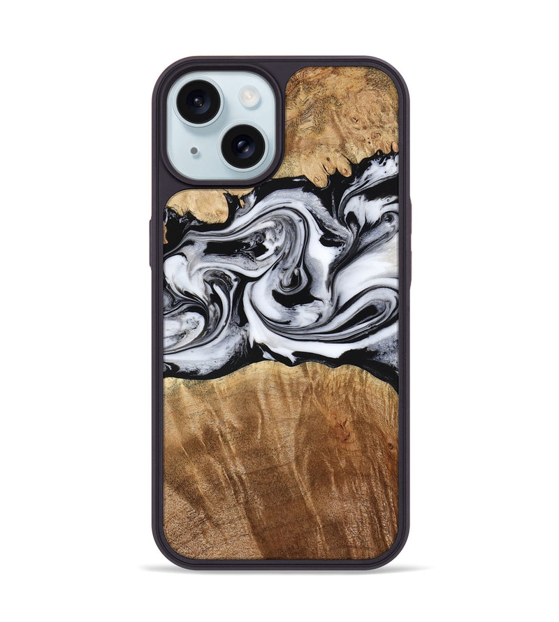 iPhone 15 Wood Phone Case - Sunny (Black & White, 775992)