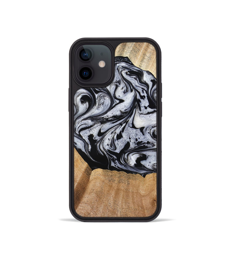iPhone 12 mini Wood Phone Case - Felipe (Black & White, 776238)