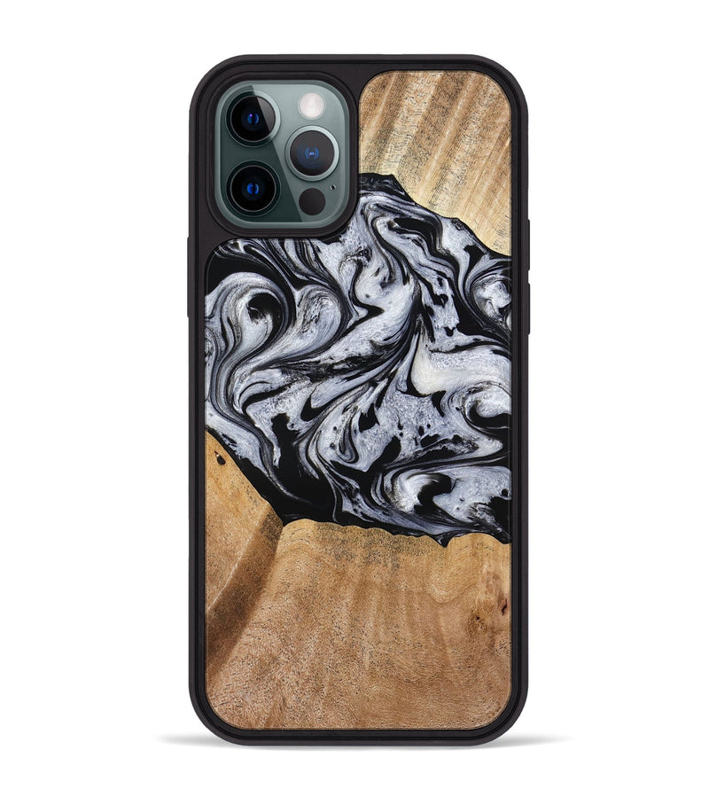 iPhone 12 Pro Max Wood Phone Case - Felipe (Black & White, 776238)