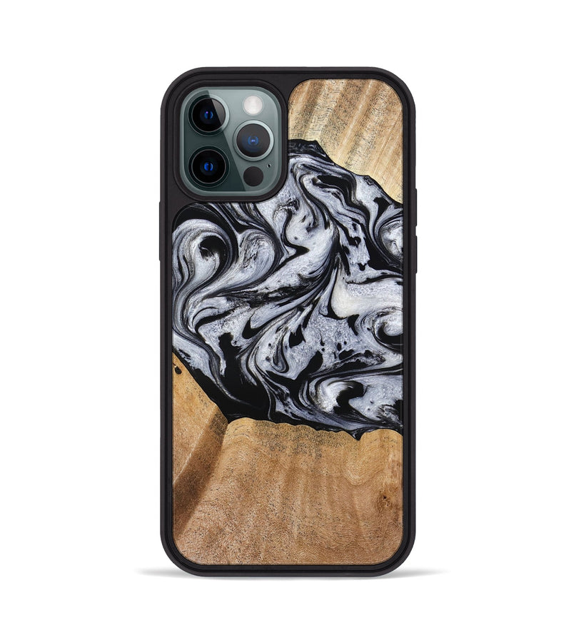 iPhone 12 Pro Wood Phone Case - Felipe (Black & White, 776238)