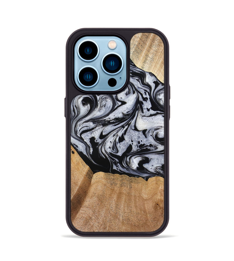 iPhone 14 Pro Wood Phone Case - Felipe (Black & White, 776238)