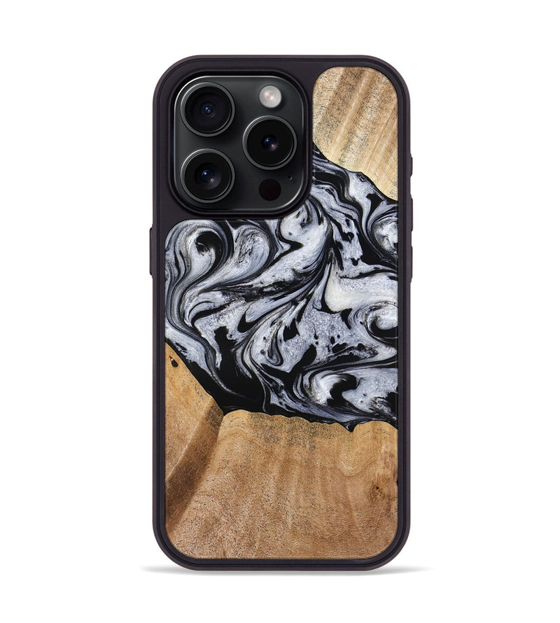 iPhone 15 Pro Wood Phone Case - Felipe (Black & White, 776238)
