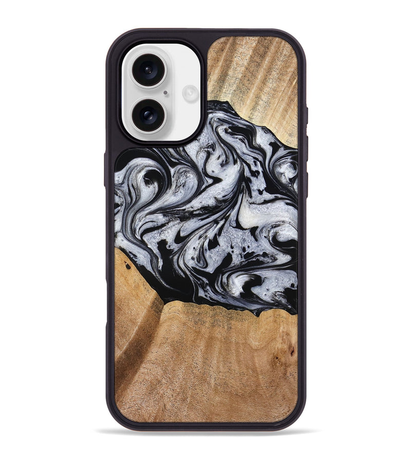 iPhone 16 Plus Wood Phone Case - Felipe (Black & White, 776238)