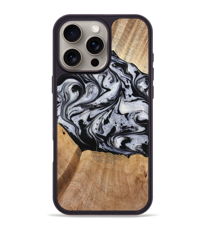 iPhone 16 Pro Max Wood Phone Case - Felipe (Black & White, 776238)