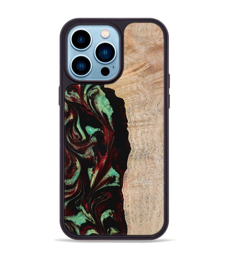 iPhone 14 Pro Max Wood Phone Case - Myla (Red, 776240)