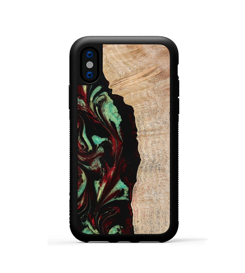 iPhone Xs Wood Phone Case - Myla (Red, 776240)
