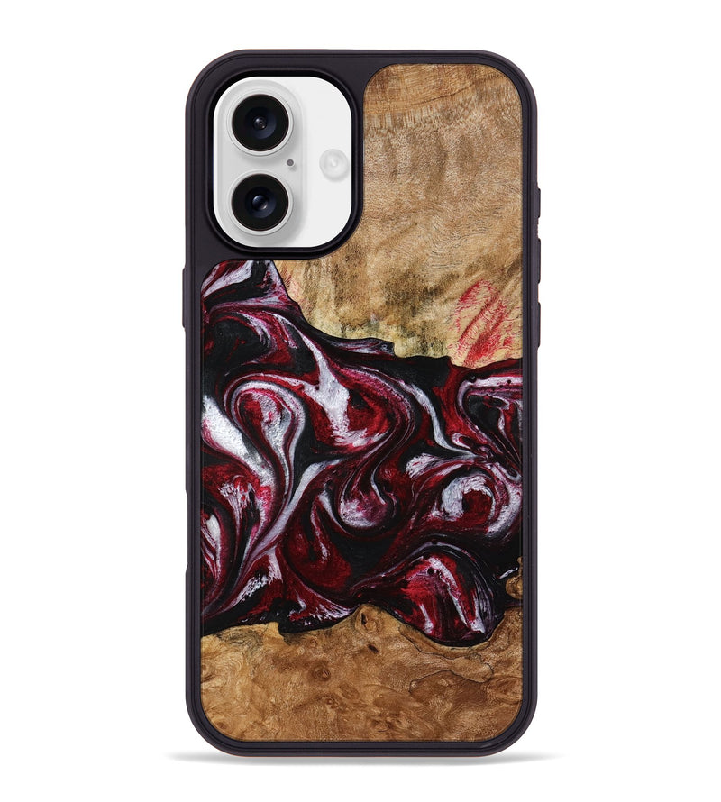 iPhone 16 Plus Wood Phone Case - Alva (Red, 776242)
