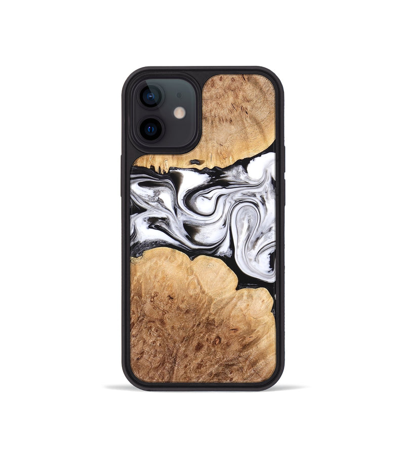 iPhone 12 mini Wood Phone Case - Rishi (Black & White, 776332)