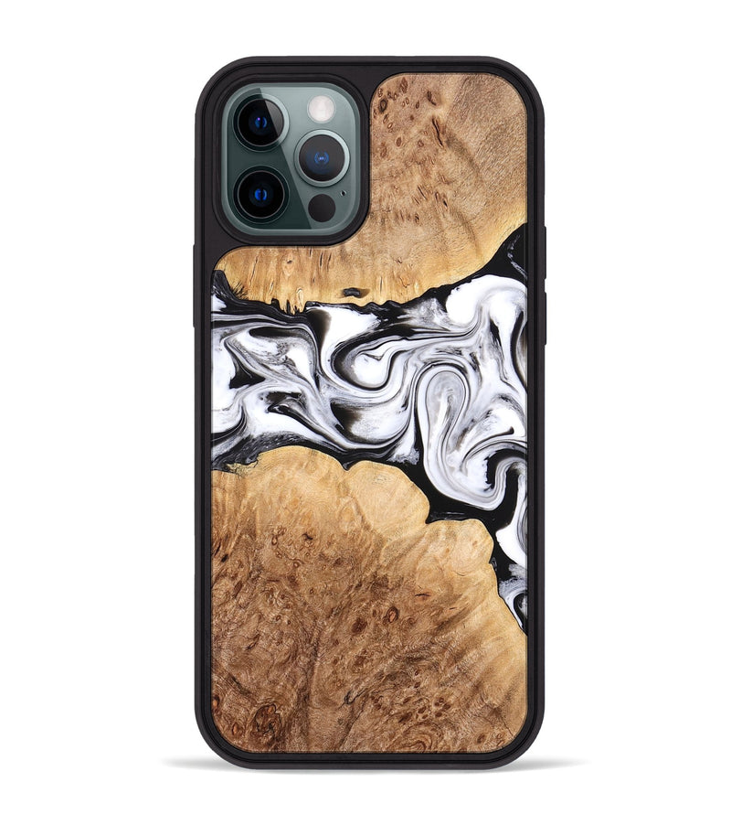 iPhone 12 Pro Max Wood Phone Case - Rishi (Black & White, 776332)
