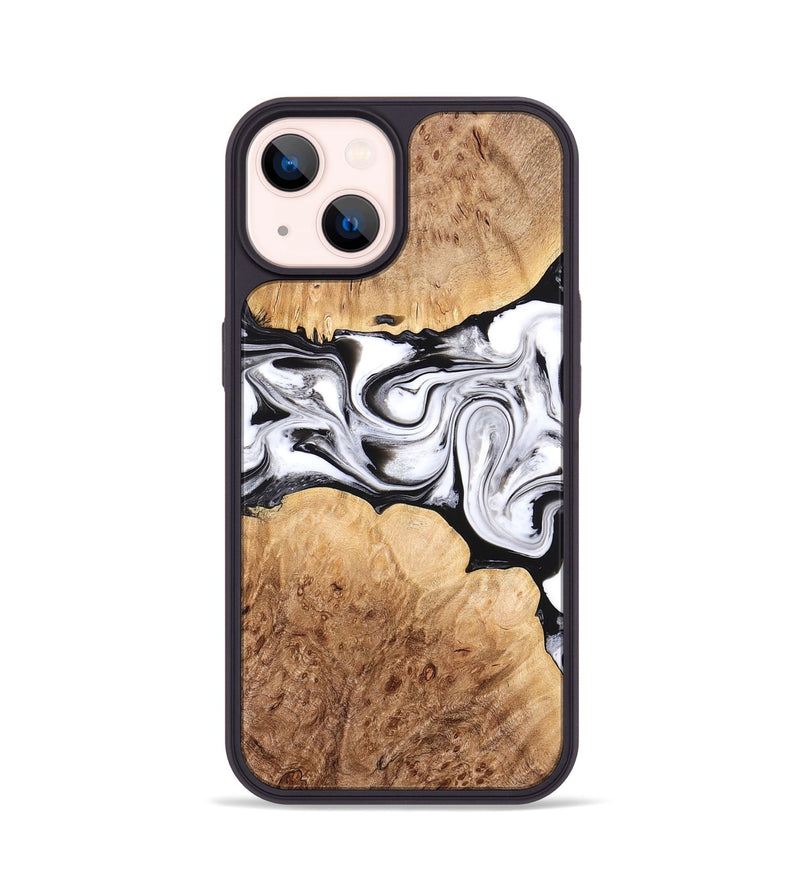 iPhone 14 Wood Phone Case - Rishi (Black & White, 776332)