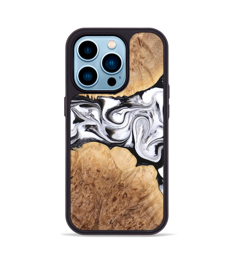 iPhone 14 Pro Wood Phone Case - Rishi (Black & White, 776332)
