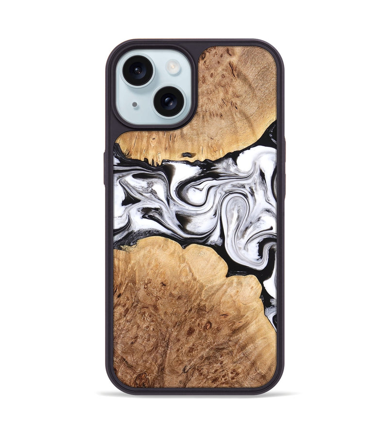 iPhone 15 Wood Phone Case - Rishi (Black & White, 776332)