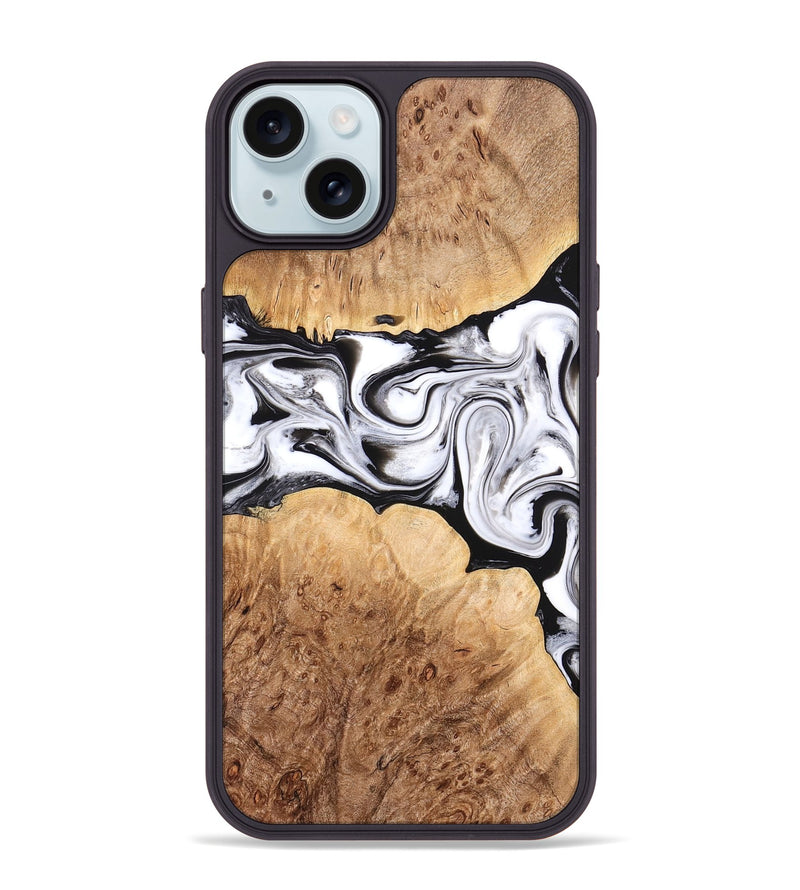 iPhone 15 Plus Wood Phone Case - Rishi (Black & White, 776332)