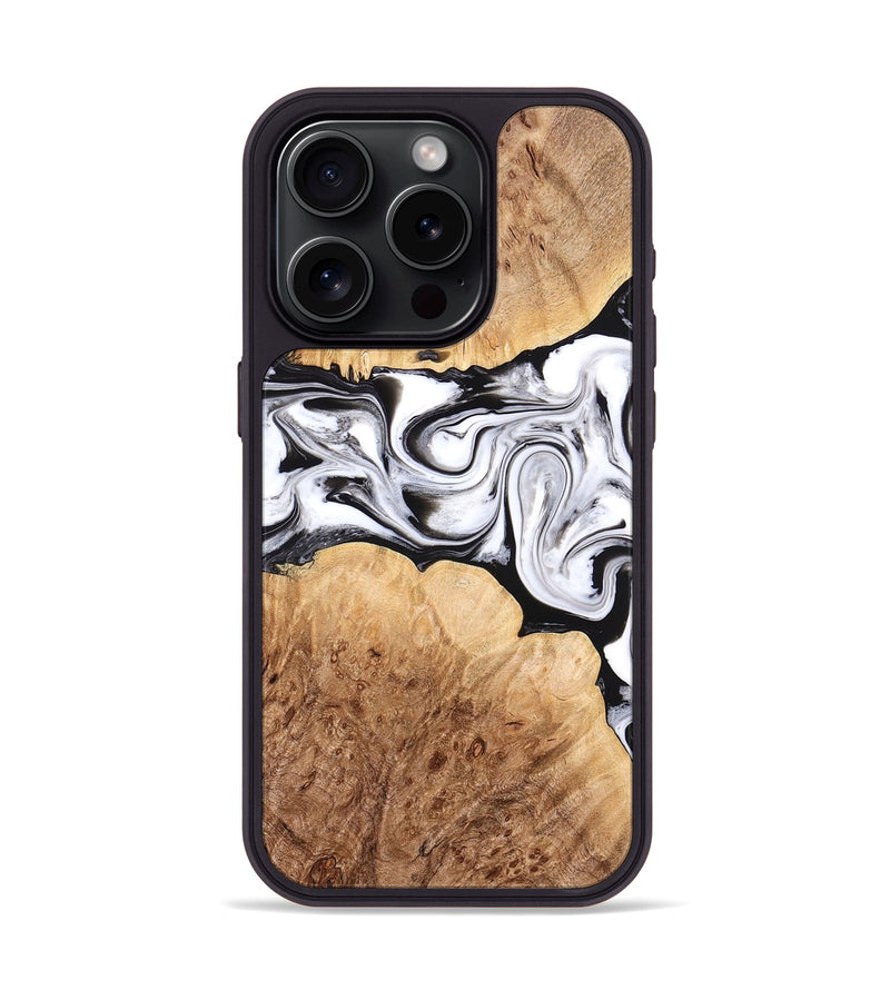 iPhone 15 Pro Wood Phone Case - Rishi (Black & White, 776332)