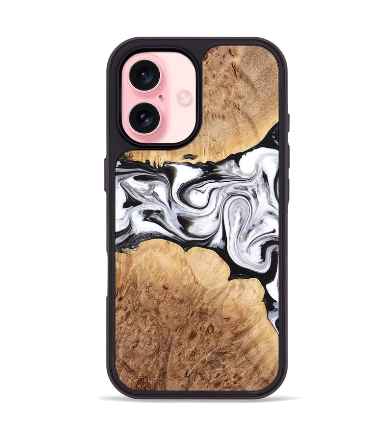 iPhone 16 Wood Phone Case - Rishi (Black & White, 776332)