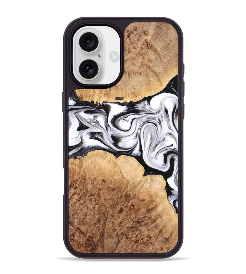iPhone 16 Plus Wood Phone Case - Rishi (Black & White, 776332)