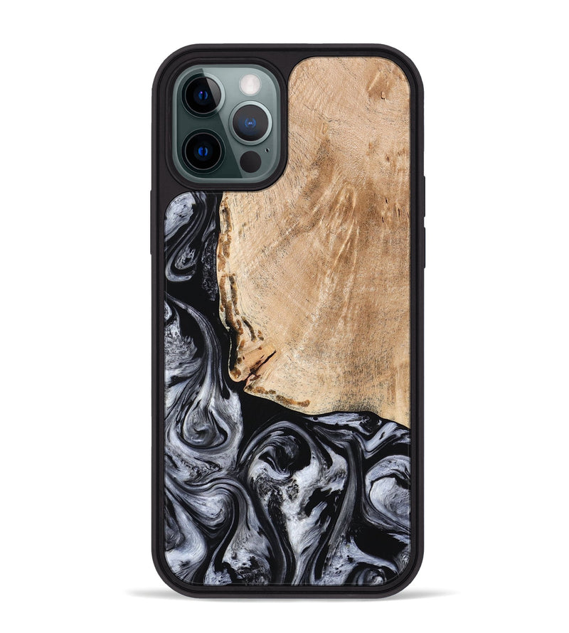 iPhone 12 Pro Max Wood Phone Case - Lola (Black & White, 776333)