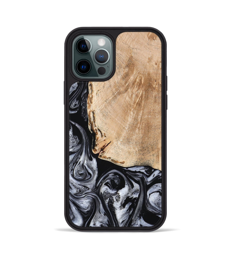 iPhone 12 Pro Wood Phone Case - Lola (Black & White, 776333)