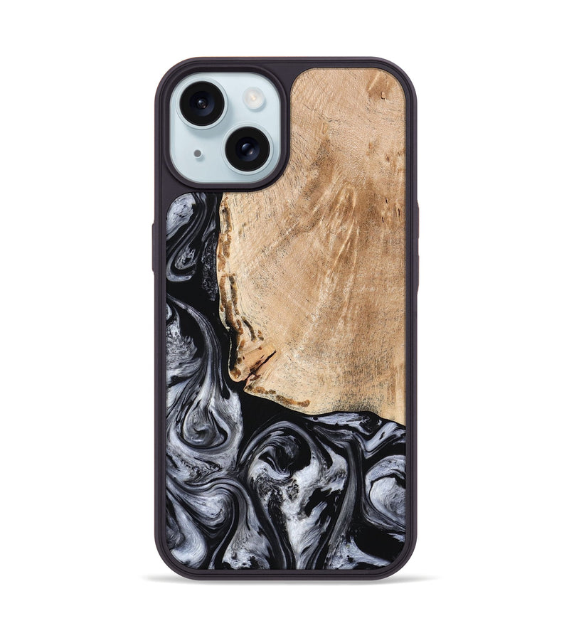 iPhone 15 Wood Phone Case - Lola (Black & White, 776333)
