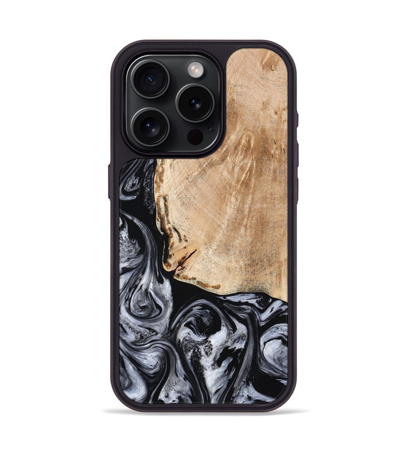 iPhone 15 Pro Wood Phone Case - Lola (Black & White, 776333)
