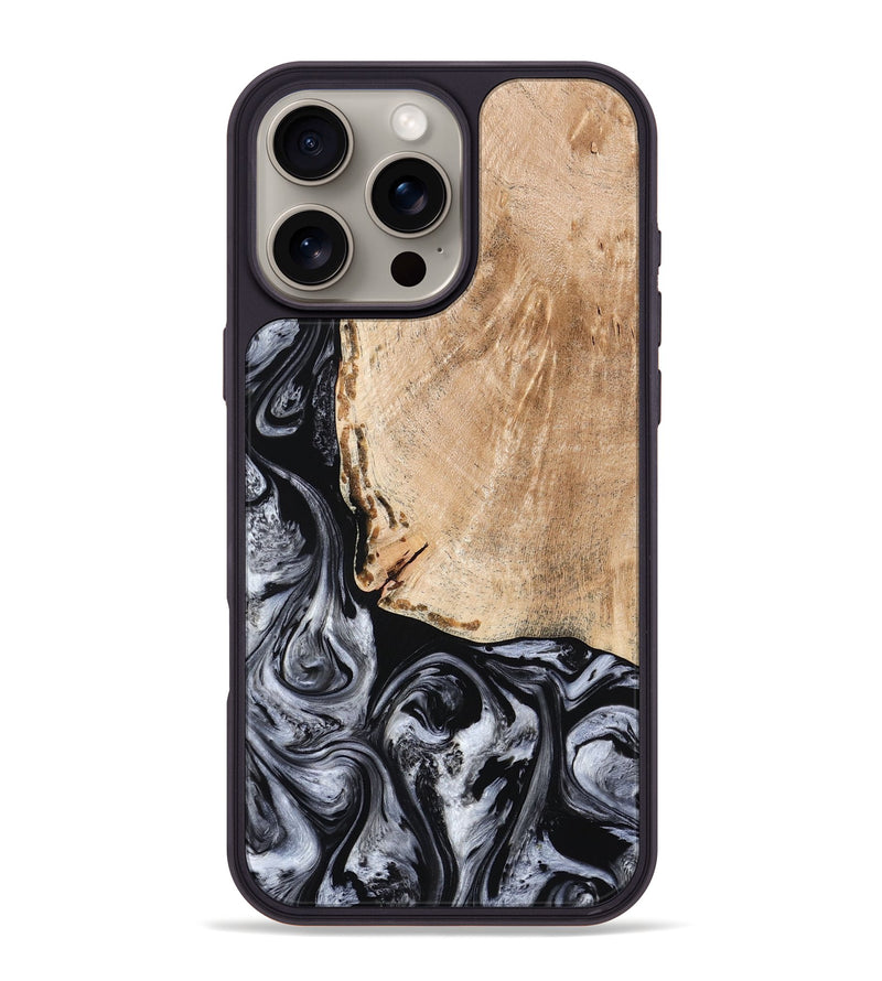 iPhone 16 Pro Max Wood Phone Case - Lola (Black & White, 776333)