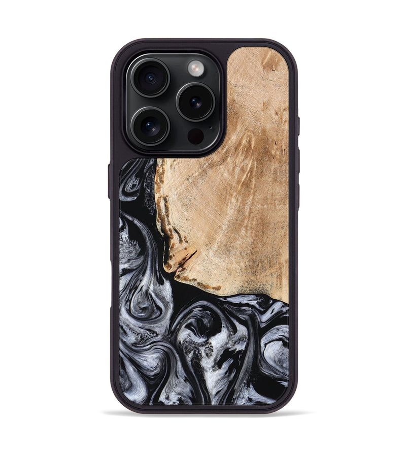 iPhone 16 Pro Wood Phone Case - Lola (Black & White, 776333)