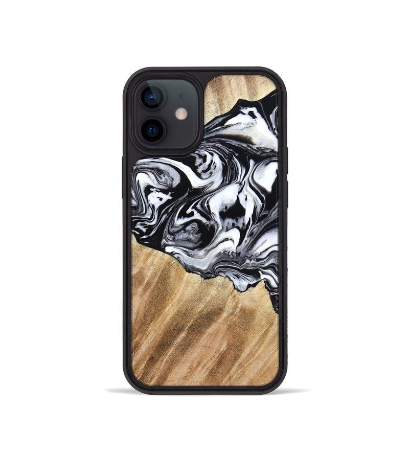 iPhone 12 mini Wood Phone Case - Rashida (Black & White, 776335)