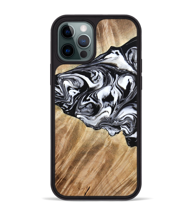 iPhone 12 Pro Max Wood Phone Case - Rashida (Black & White, 776335)