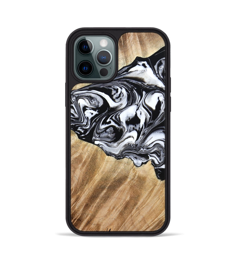 iPhone 12 Pro Wood Phone Case - Rashida (Black & White, 776335)