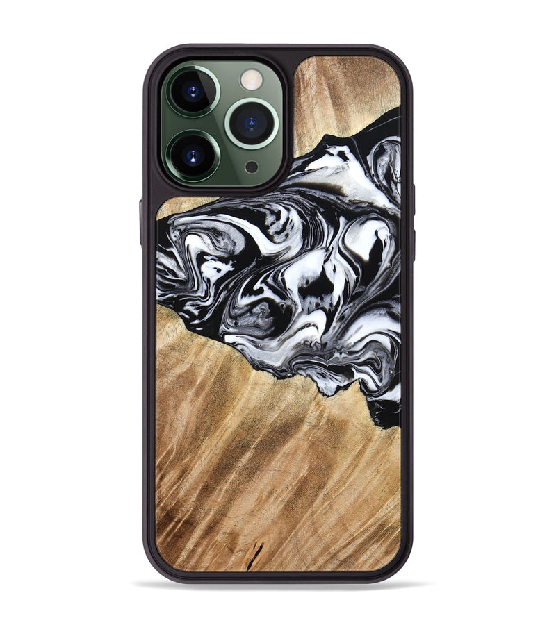 iPhone 13 Pro Max Wood Phone Case - Rashida (Black & White, 776335)